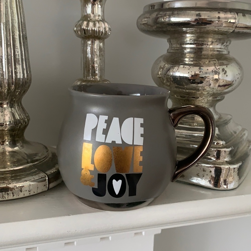 Threshold Coffee Mug Peace‎ Love & Joy gray gold